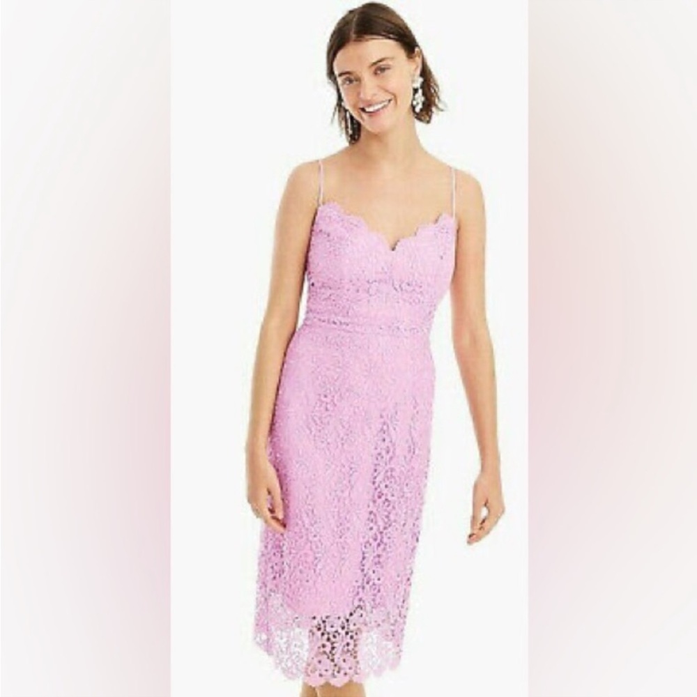 J. Crew Guipure Pastel Purple Eyelet Lace Spaghetti Strap Dress
